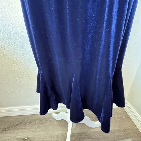 Susan Graver Blue Velour Skirt Elastic Waist Godet  QVC Grandmacore Y2K Size S - Picture 5 of 10